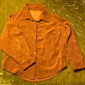 Womens Small Brown Tan Corduroy Oversized Lightweight Shacket Jacket Coat
